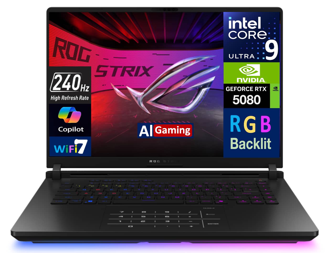 ASUS - ROG Strix Gaming Laptop (Ultra 9- 275HX, 32GB, 2TB PCIe SSD, 16.0 (2560x1600), RTX 5080, Win 11 Pro) - Off Black