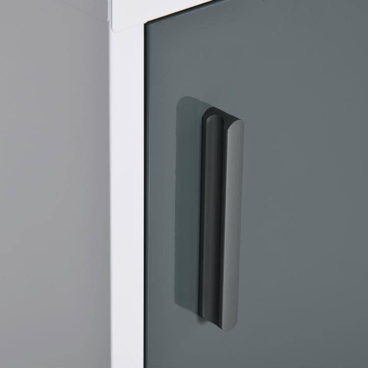 Alt View 7. PULUZ - Bathroom Medicine Cabinet with Shelves Inside & On Door, Locking Medical Cabinet, First Aid Bathroom Wall Cabinet - White, Grey.