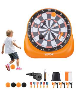 VEVOR - Inflatable Soccer Dart Board, over 6 ft High Giant Soccer Dart Board with 4 Kick Balls 6 Darts 6 Axe & Air Pump - Orange