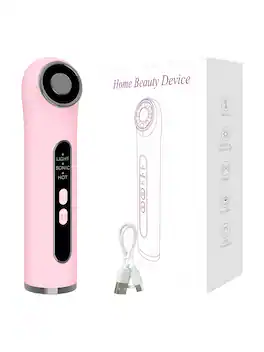 Cluzine - Pink 3-in-1 Facial Beauty Device with Heating, Sonic Vibration & LED Light Therapy for Home Skin Care