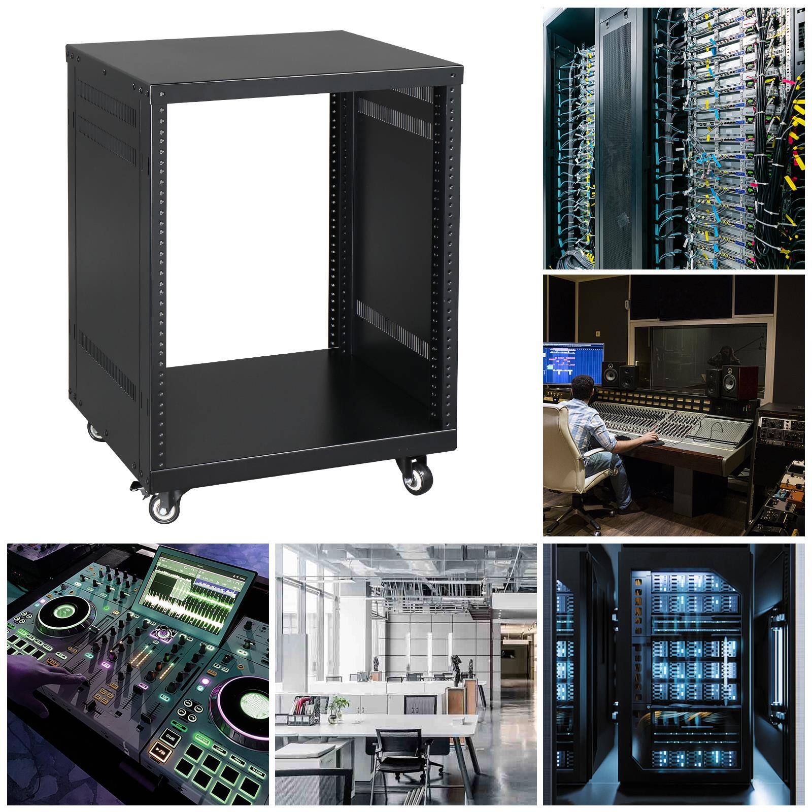 Alt View 2. Winado - 12 Space Rack Stand Post Network Server Case| 19-Inch Rack-mountable Cabinet.