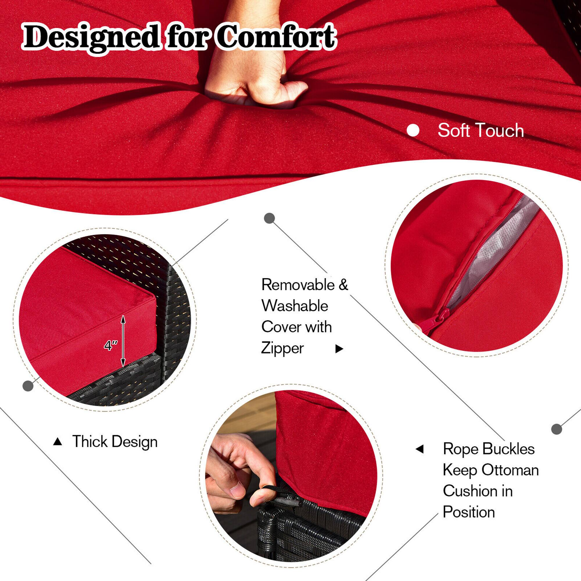 Designed for Comfort

- Soft Touch
- Removable & Washable Cover with Zipper
- Thick Design
- Rope Buckles Keep Ottoman Cushion in Position