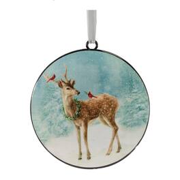 BreeBe - Deer Disc Ornament (Set of 12) - Blue, White, Brown