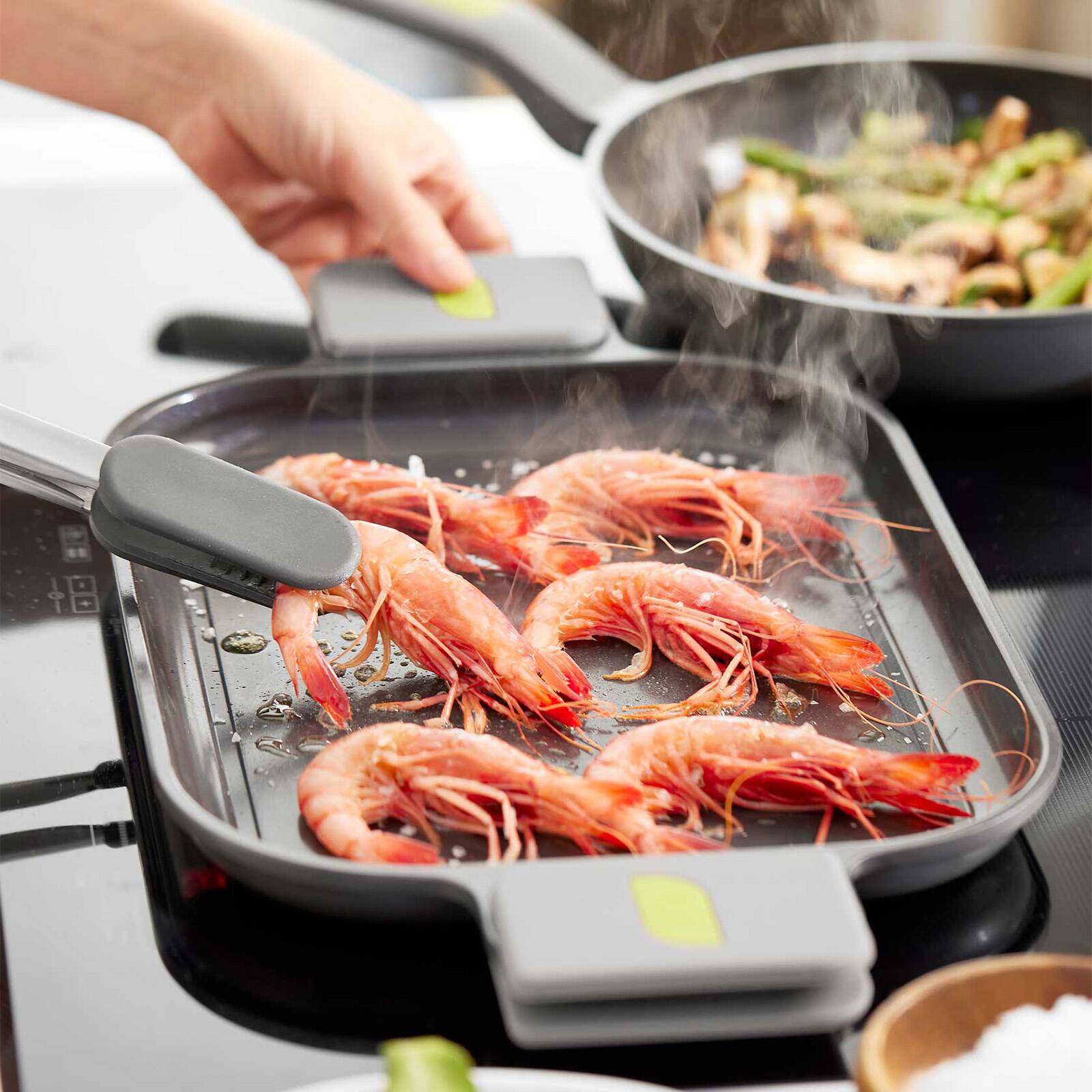 Alt View 6. BRA Cookware - Ceramic Nonstick Griddle with Removable Handles, 12.6 x 9.4-Inch - Black.