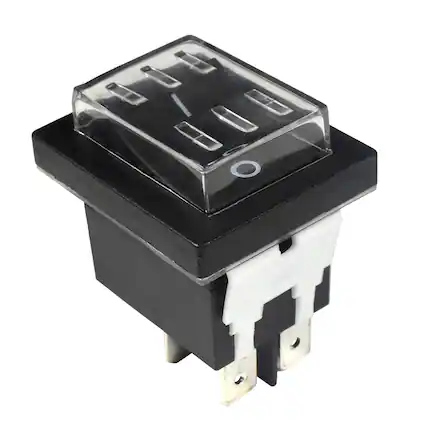 Front. HQRP - On-Off 4-Pin Push Button Power Switch with Waterproof Cover, UL Listed, for KEDU HY12-9-7 HY12-9-4 Saba CB-52 - black.