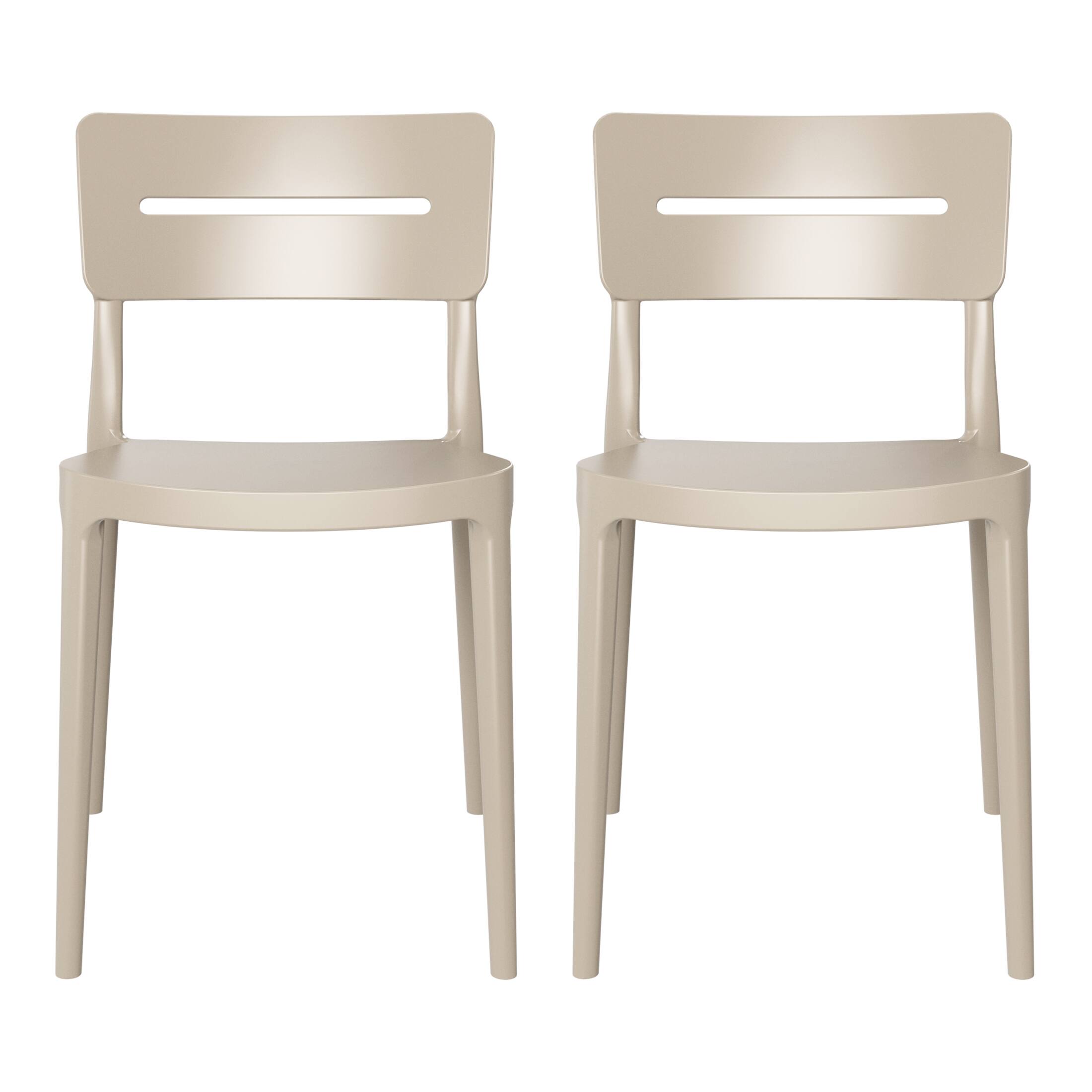Front. WestinTrends - WestinTrends Playa Outdoor Modern Stackable Plastic Patio Dining Chairs (Set of 2) - Sand.