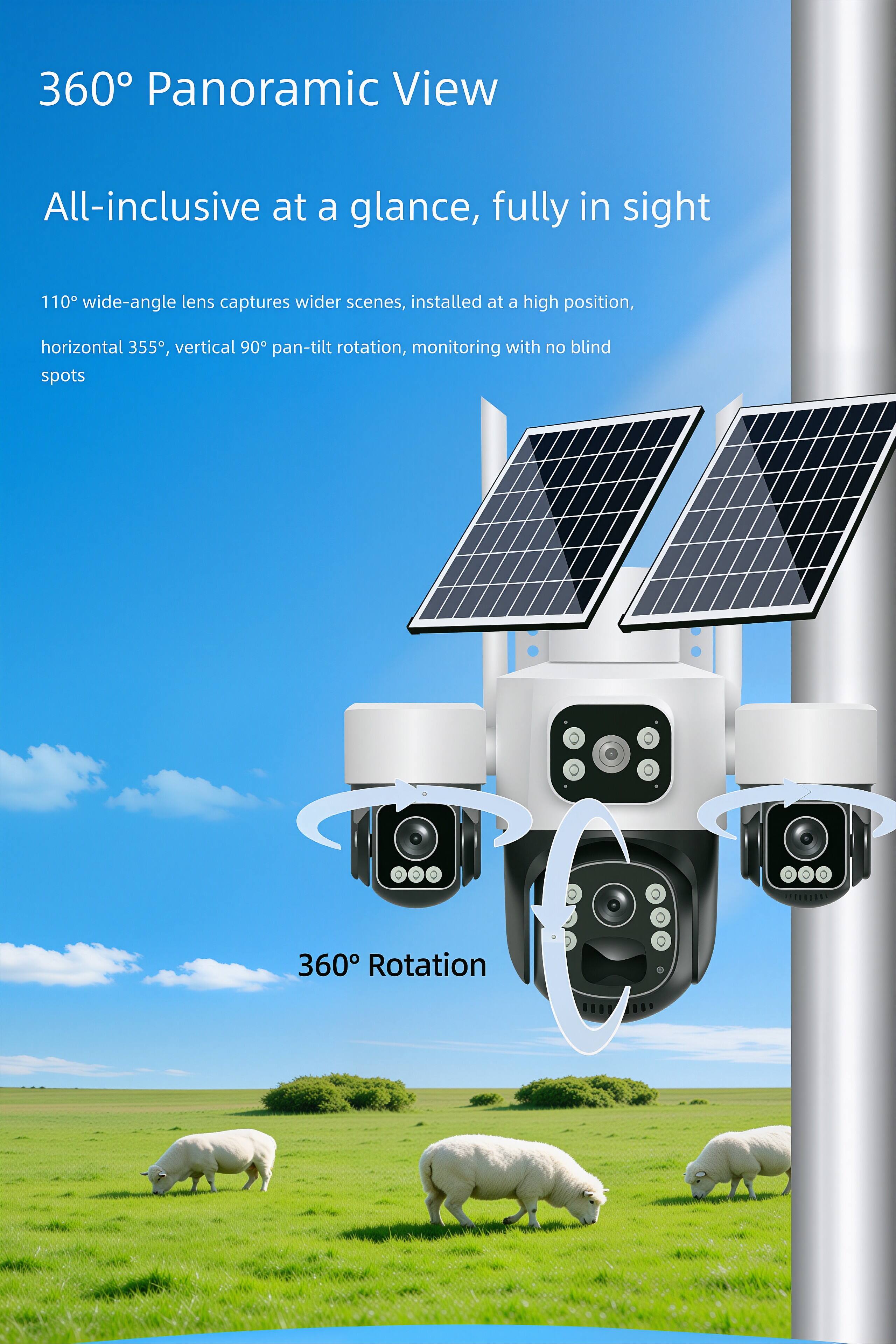360° Panoramic View  
All-inclusive at a glance, fully in sight  

110° wide-angle lens captures wider scenes, installed at a high position, horizontal 355°, vertical 90° pan-tilt rotation, monitoring with no blind spots  

360° Rotation