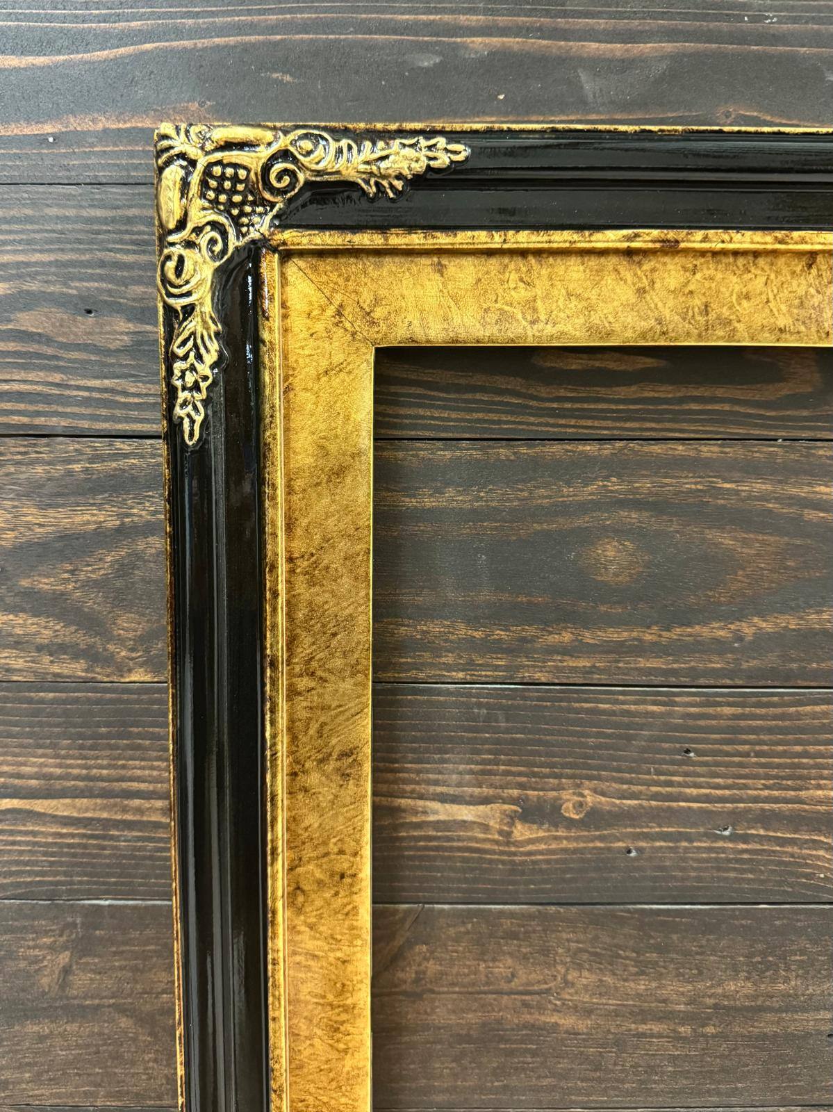 Back. LAREDO FRAME FACTORY - 65 inch Hisense Canvas TV Ornate frame, Canvas TV by Hisense - GLOSSY BLACK WITH GOLD LEAF.