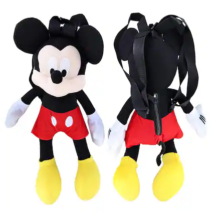 Front. Disney - Disney Mickey Mouse 15 Inch Plush Backpack - Black.