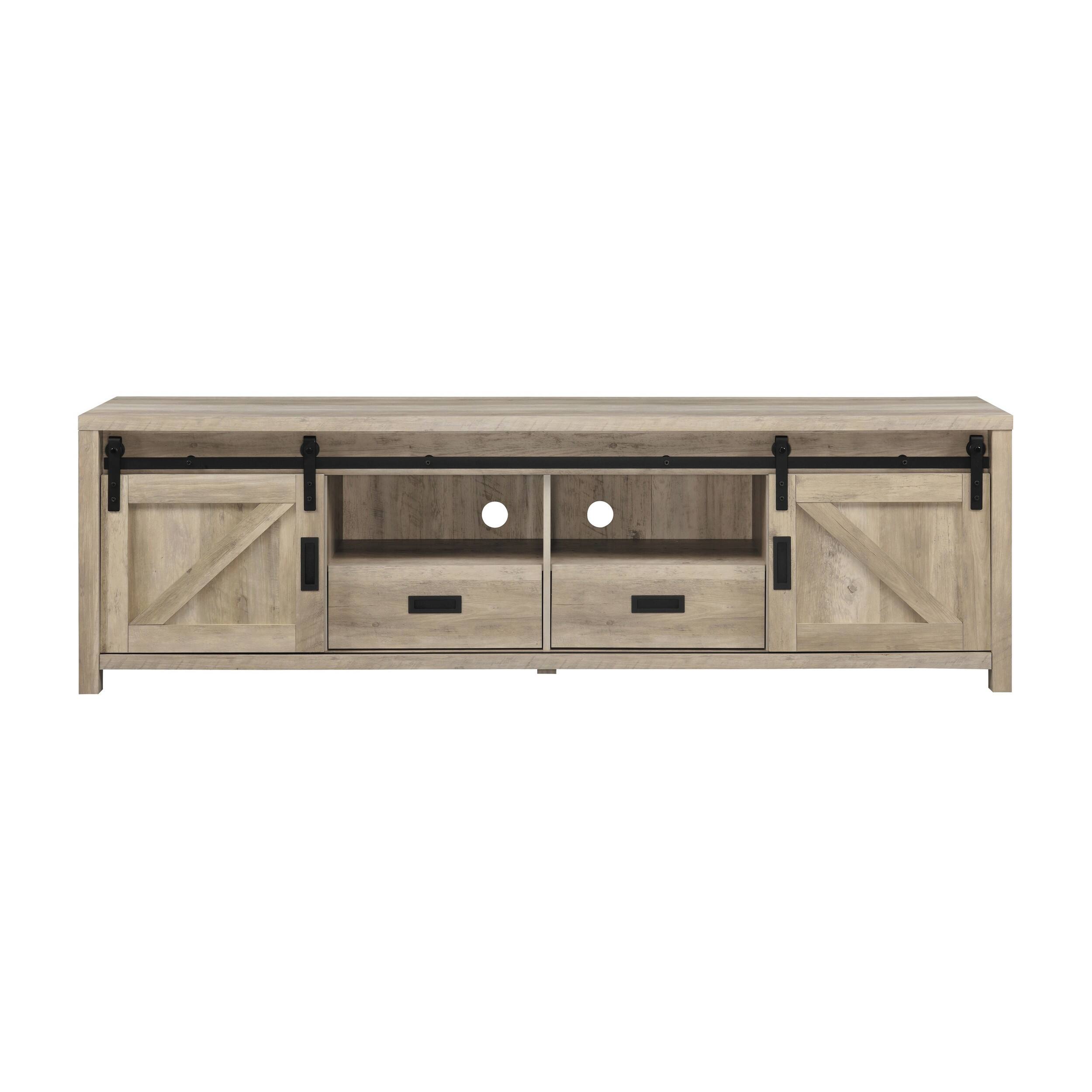 Alt View 1. Manhattan Lane - Sem 79 Inch TV Media Entertainment Console, Sliding Doors, 2 Drawers - Brown, Black.