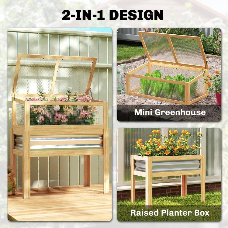 2-IN-1 DESIGN

Mini Greenhouse

Raised Planter Box
