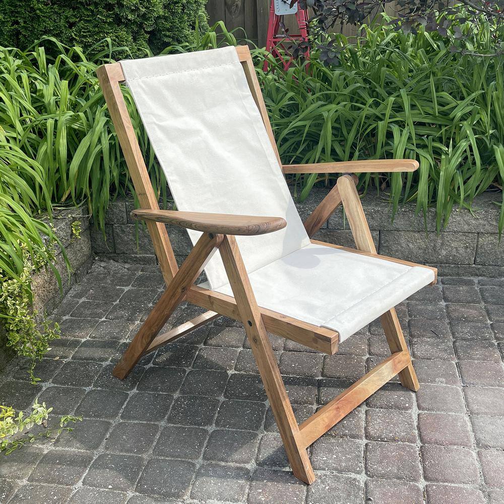 Angle. AmeriHome - AmeriHome Acacia and Canvas Folding Arm Chair - Brown/Natural.