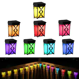 Oumilen - 8 Pack Solar Fence Lights, 2 Modes RGB Warm White Solar Deck Lights