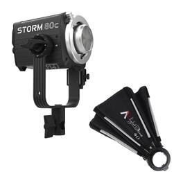 Aputure - STORM 80c IP65 80W Full Color Compact Point Source Black Fixture Bundle
