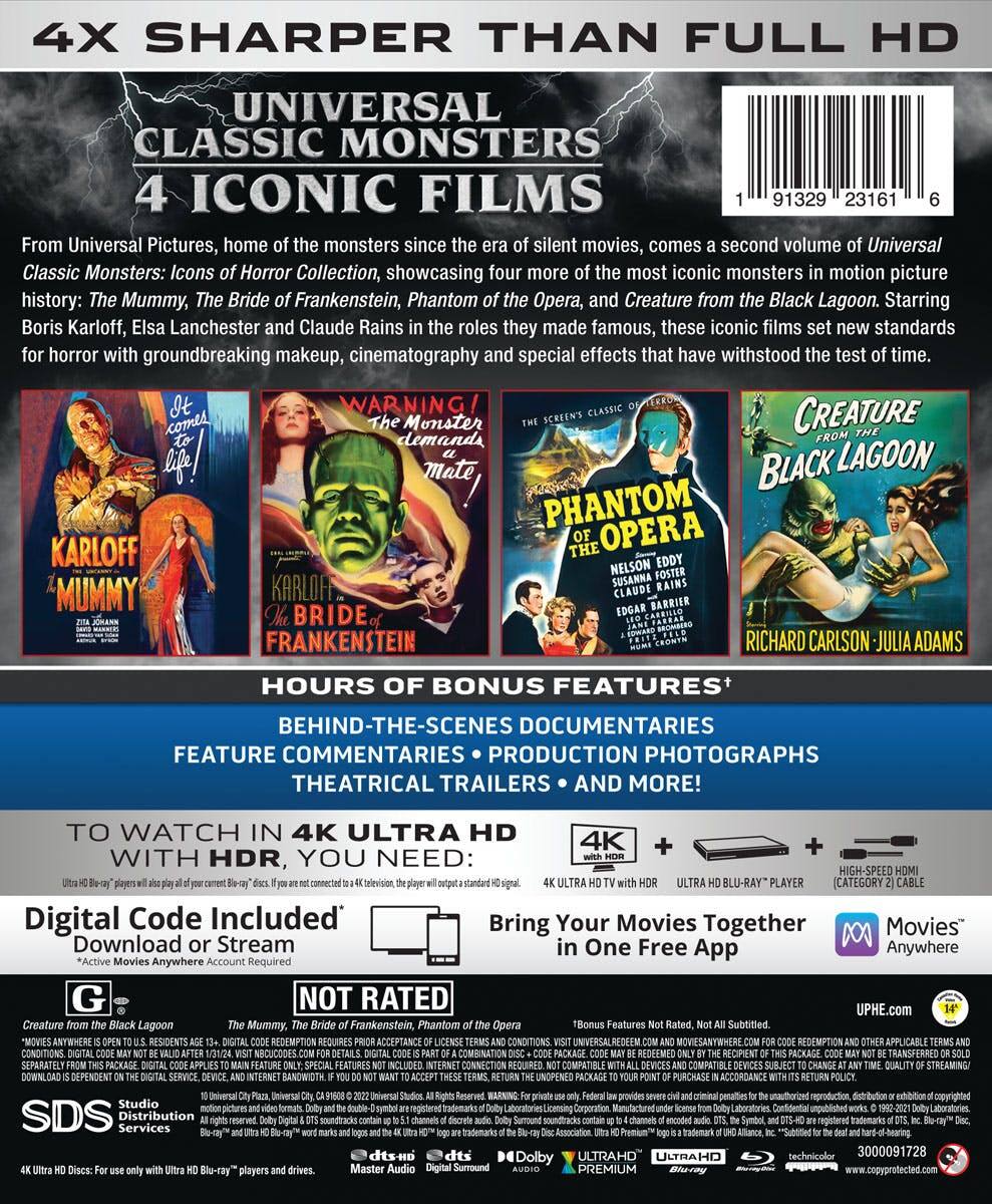 Back. Universal Classic Monsters: Icons of Horror Collection - Vol. 2 (4K Ultra HD Boxset) [UHD].