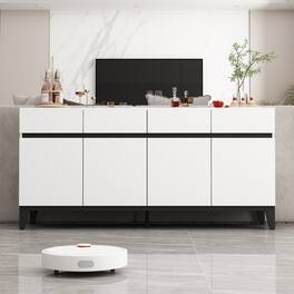 FUFU & GAGA - Modern Buffet Sideboard Cabinet with Drawers and Adjustable Storage for Dining Room Kitchen and Living Room - White