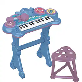 Lexibook - Disney Stitch Electronic Keyboard with Seat. Microphone & Light-Up Keys