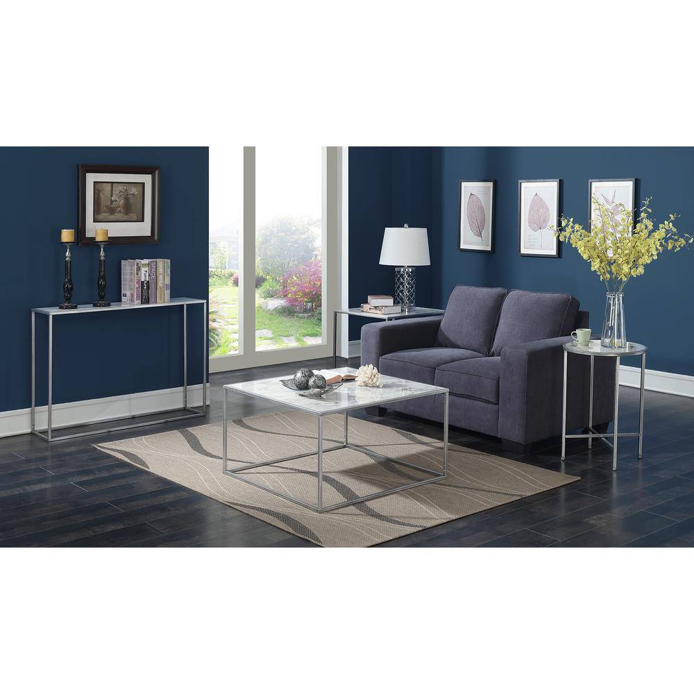 Back. Convenience Concepts - Gold Coast Faux Marble Coffee Table - Faux Marble / Silver.