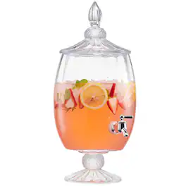Jay Import - Madison Optic Glass Beverage Dispenser – 1.7 Gallon (217.6 oz) - Clear