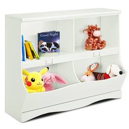 Costway - Kids Storage Unit Bookshelf Bookcase Toy Organizer Bookshelf Bookcase - White
