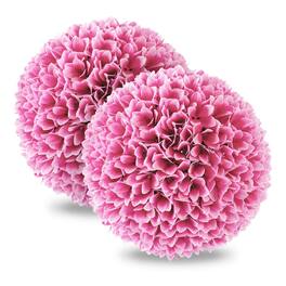 Costway - 11" Faux Boxwood Balls with Reliable Sun-Protective PE Material Mimic Leaves - Pink