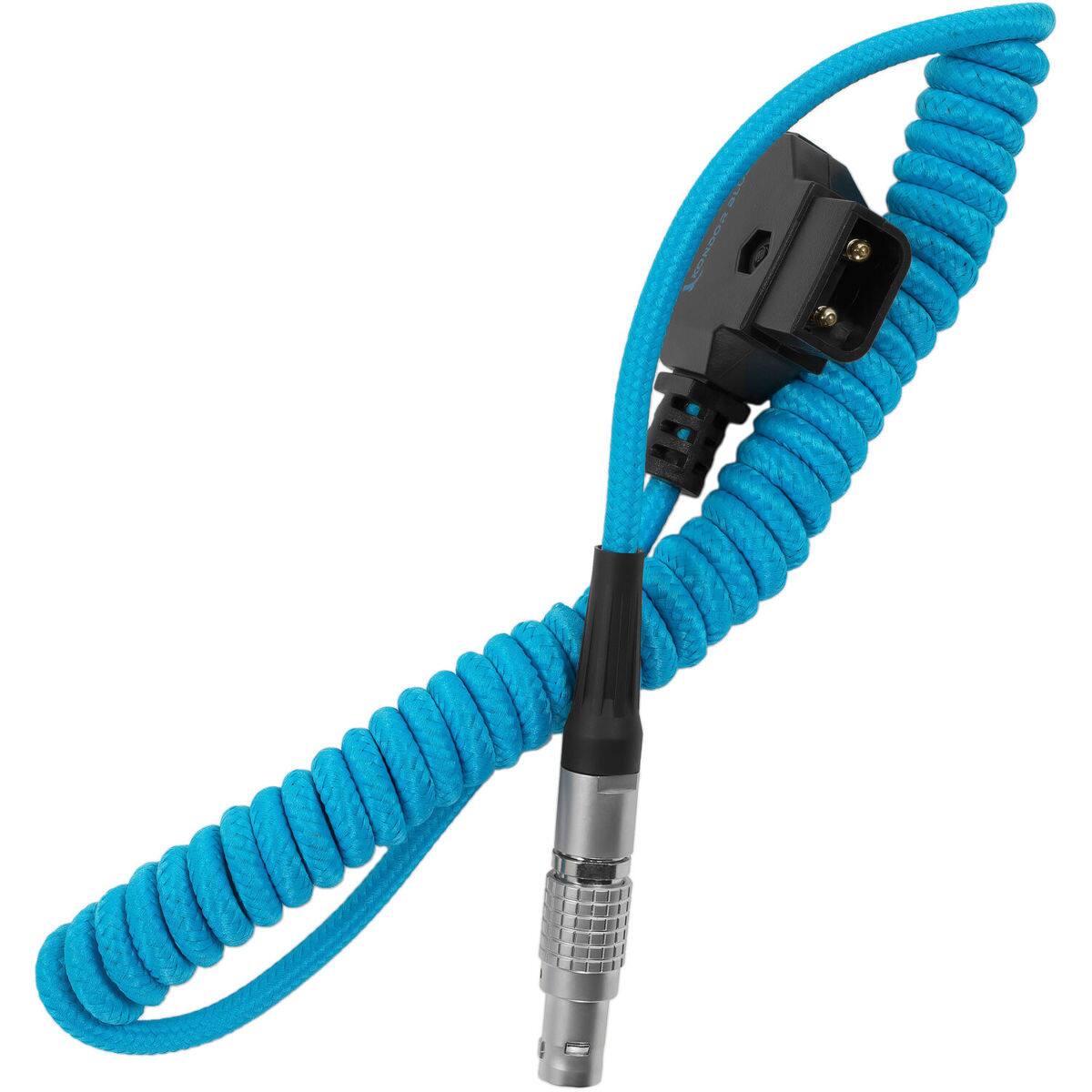 Alt View 3. Kondor Blue - Kondor Blue 20" D-Tap to LEMO 2-Pin 0B Male Coiled Power Cable for Z Cam/SmallHD/Teradek, Blue.