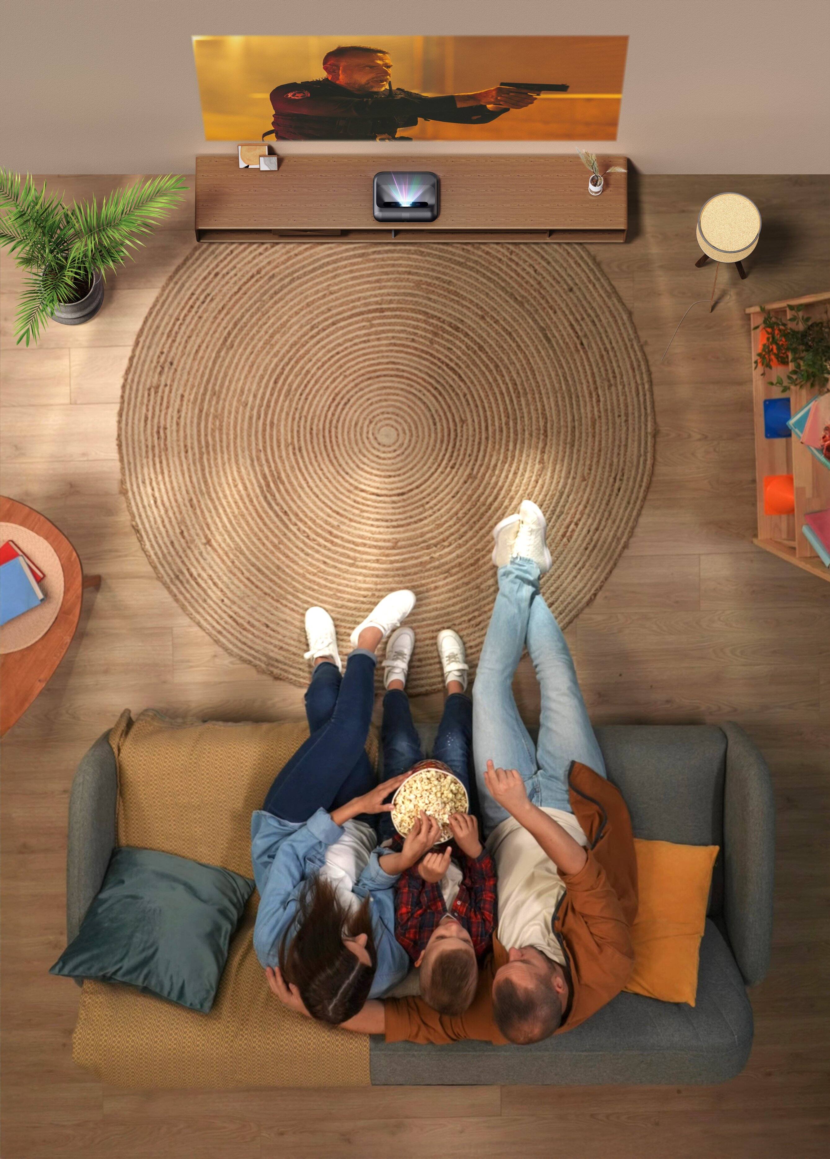 Alt View 6. Yaber - Yaber K300s Triple Laser Projector   30W JBL Speaker, 600 ISO, Full HD, Google TV, Dolby Vision, 150% NTSC, 100" Display - Black.