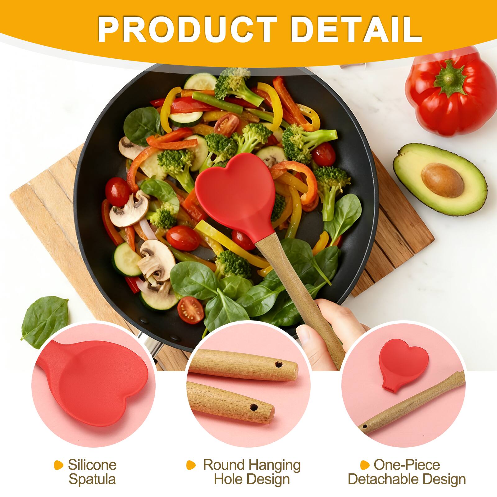 PRODUCT DETAIL

- Silicone Spatula
- Round Hanging Hole Design
- One-Piece Detachable Design