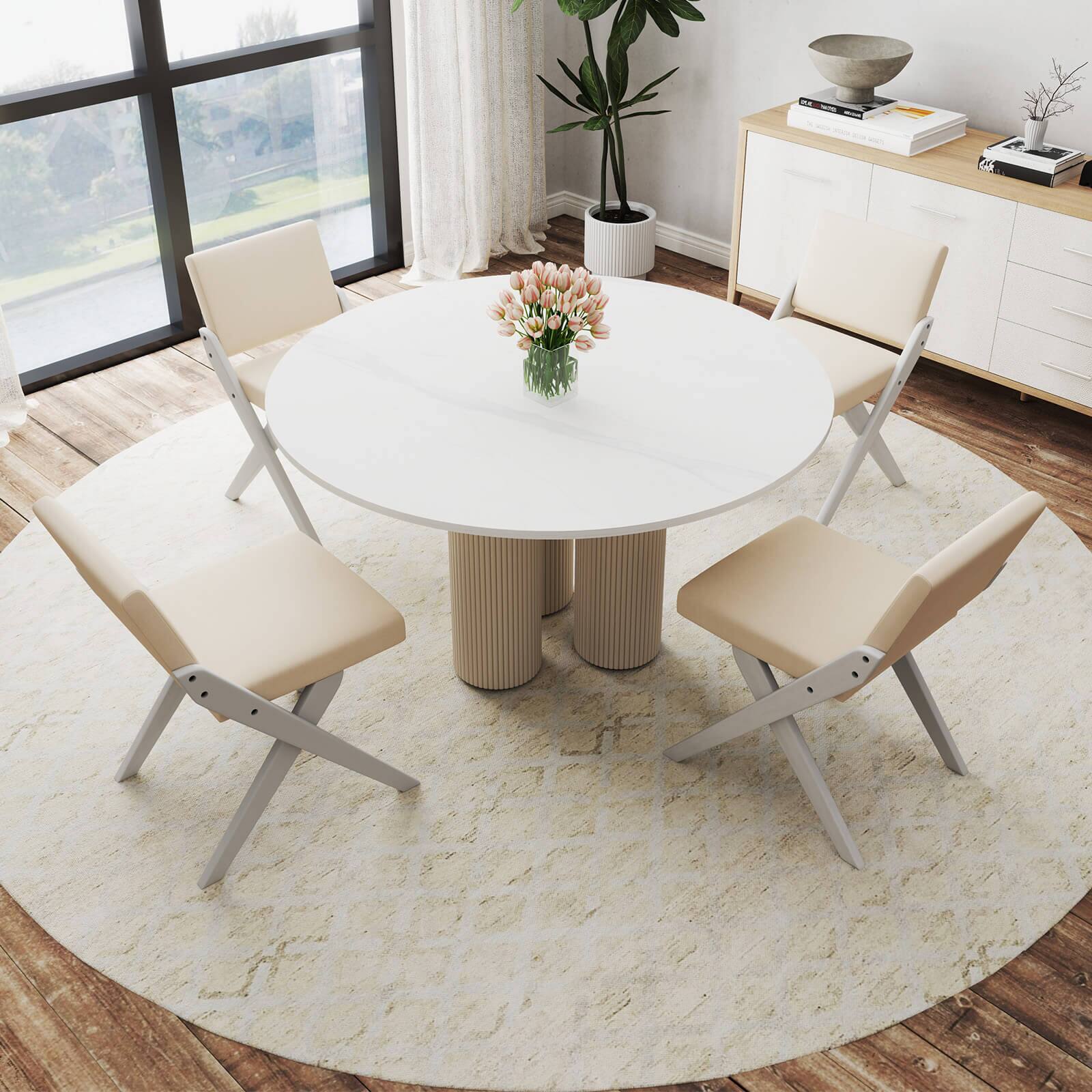 Alt View 4. Costway - Costway Wooden Dining Chairs of 2 with Rubber Wood Frame Padded Cushions Curved Back - White.