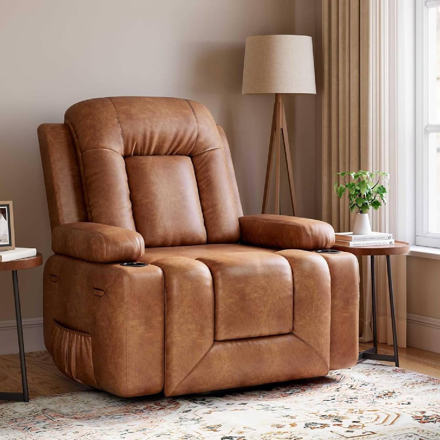 Front. Qeetex - Massage Electric Power Lift Recliner Sofa Chair for Elderly - Brown.