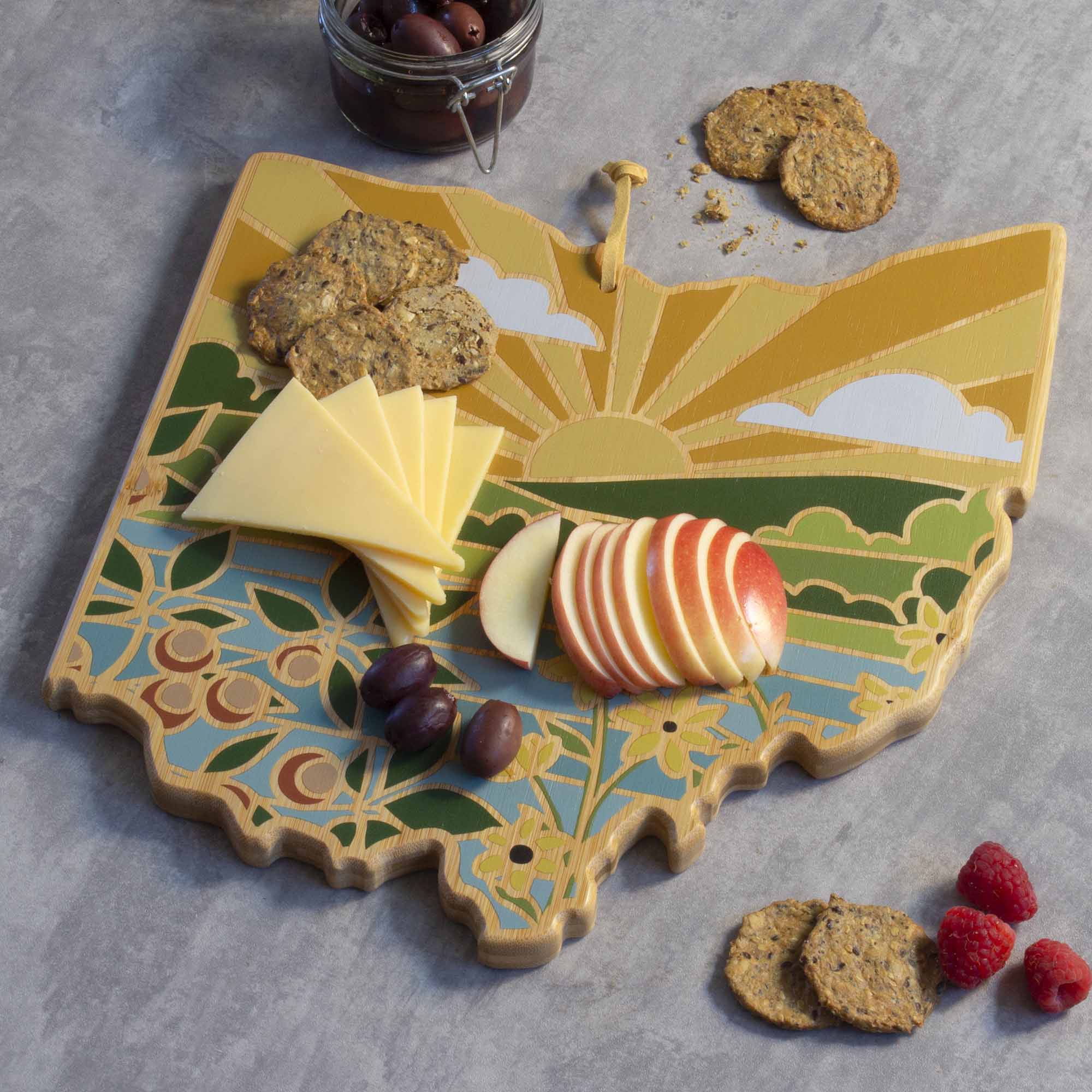 Left. Totally Bamboo - Ohio Cutting Board with Artwork by Summer Stokes.
