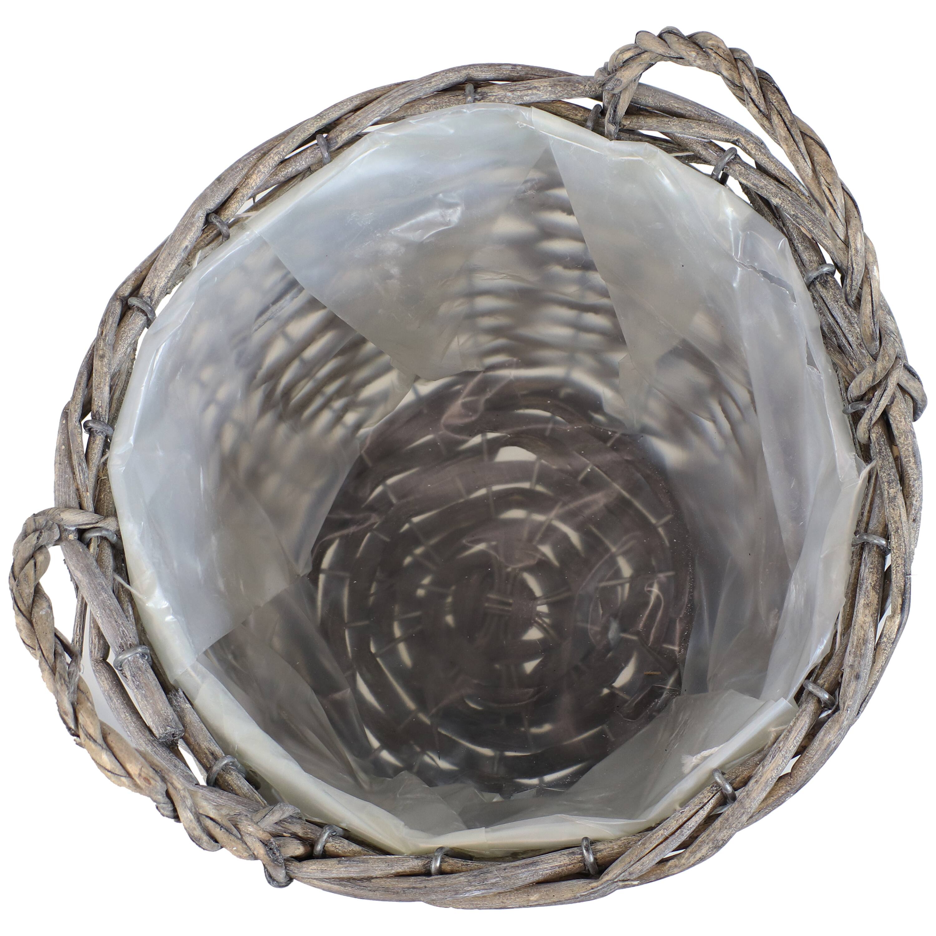 Alt View 7. Sunnydaze - 8 in Rattan Wicker Basket Planters with Handles/Lining - Set of 5 - Grey.