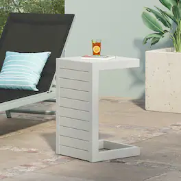 Mondawe - C-Shaped Aluminum Outdoor Side Table - White