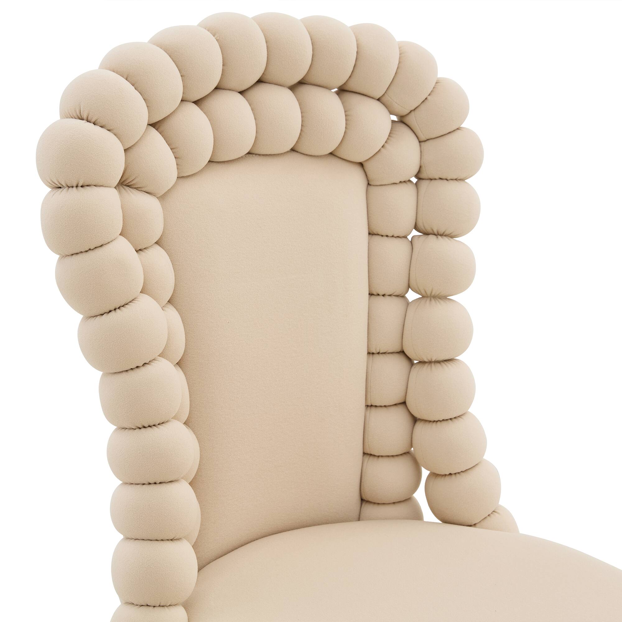 Alt View 10. Loheer - Loheer Beige Velvet Dining Chairs Set of 2, Bubble Accent Chairs with Gold Legs for Dining Room Kitchen, 1.71 ft - Beige,Gold.