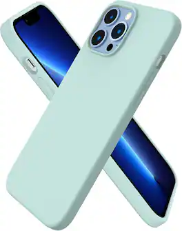 Ornarto - Compatible with iPhone 13 Pro Max Case 6.7", Slim Liquid Silicone 3 Layers Full Covered Cover - Mint Green