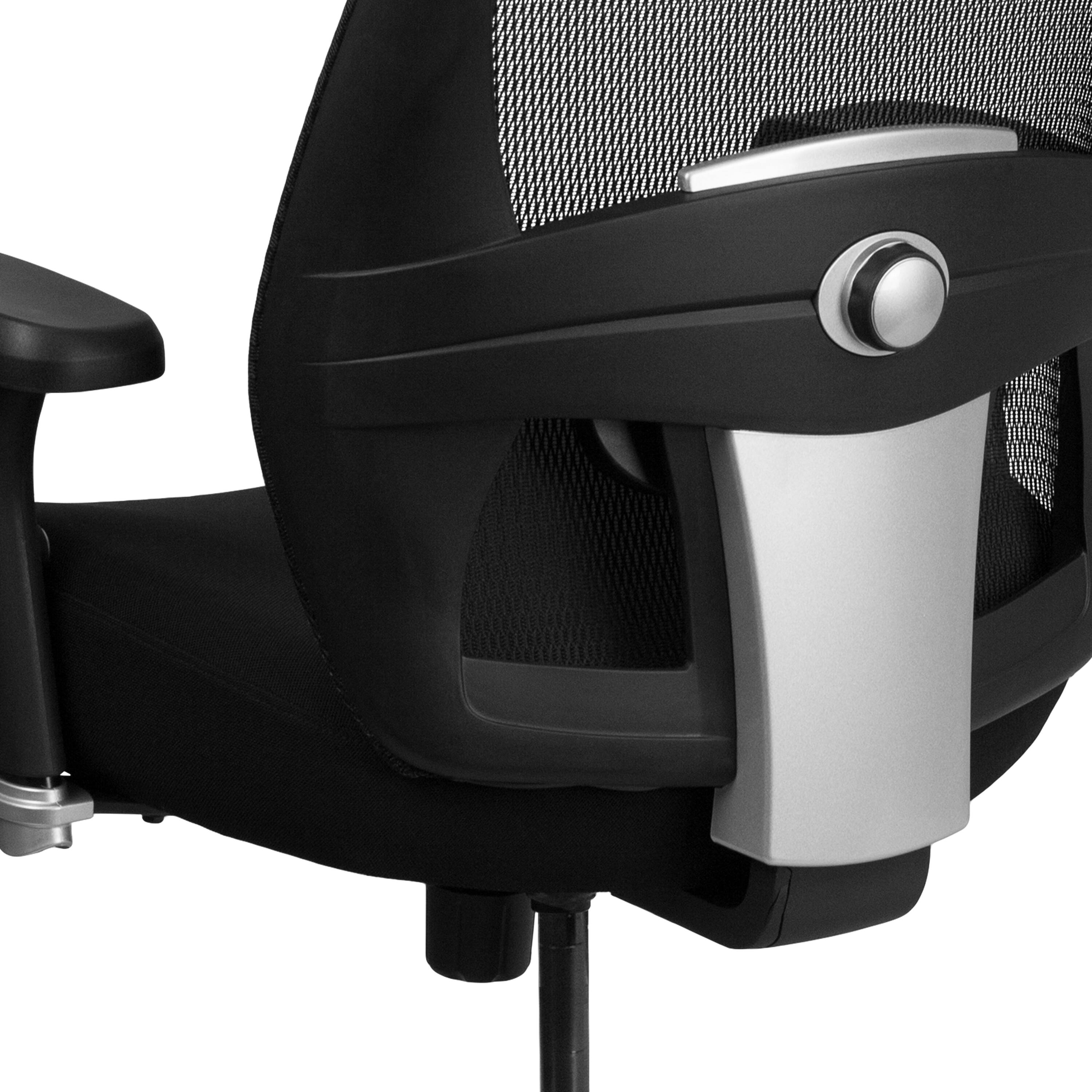 Alt View 8. Emma + Oliver - 24/7 Intensive Use Big & Tall 500 lb. Rated Mesh Executive Swivel Ergonomic Office Chair with Ratchet Back - Black.
