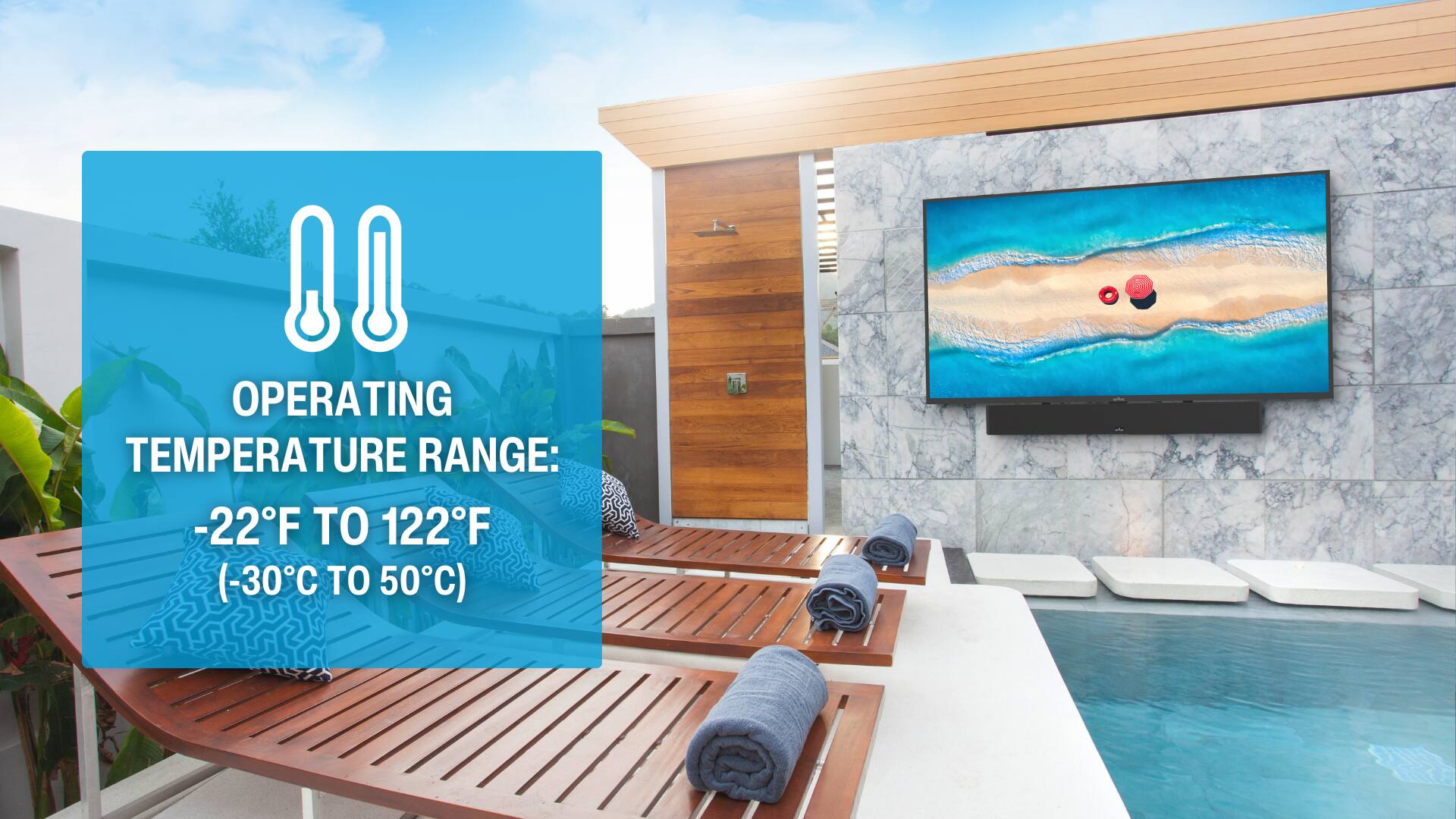 OPERATING TEMPERATURE RANGE: -22°F TO 122°F (-30°C TO 50°C)