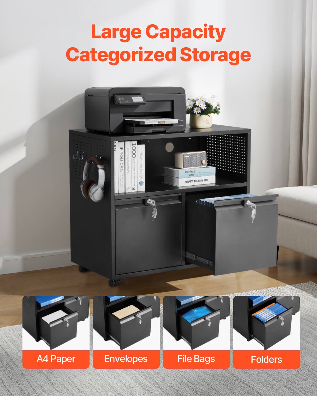 Large Capacity Categorized Storage

A4 Paper
Envelopes
File Bags
Folders