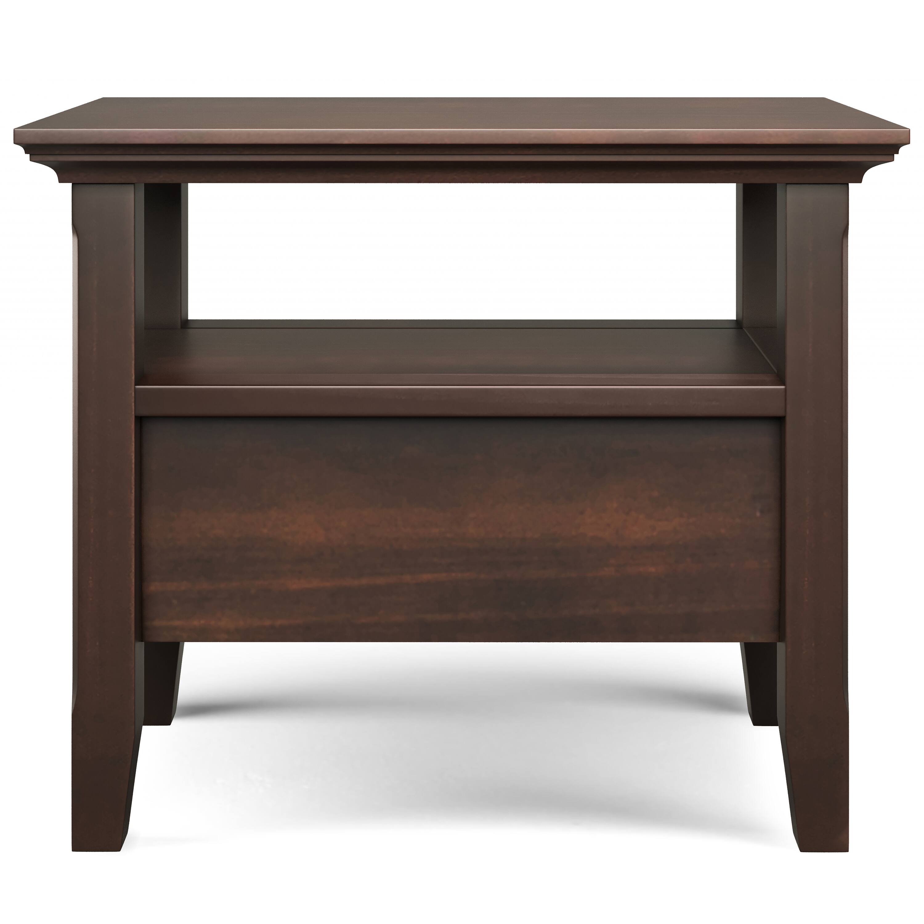 Alt View 3. Simpli Home - Acadian 14 inch Wide Solid Wood Transitional Narrow Side Table with Drawer in Brunette Brown - Brunette Brown.