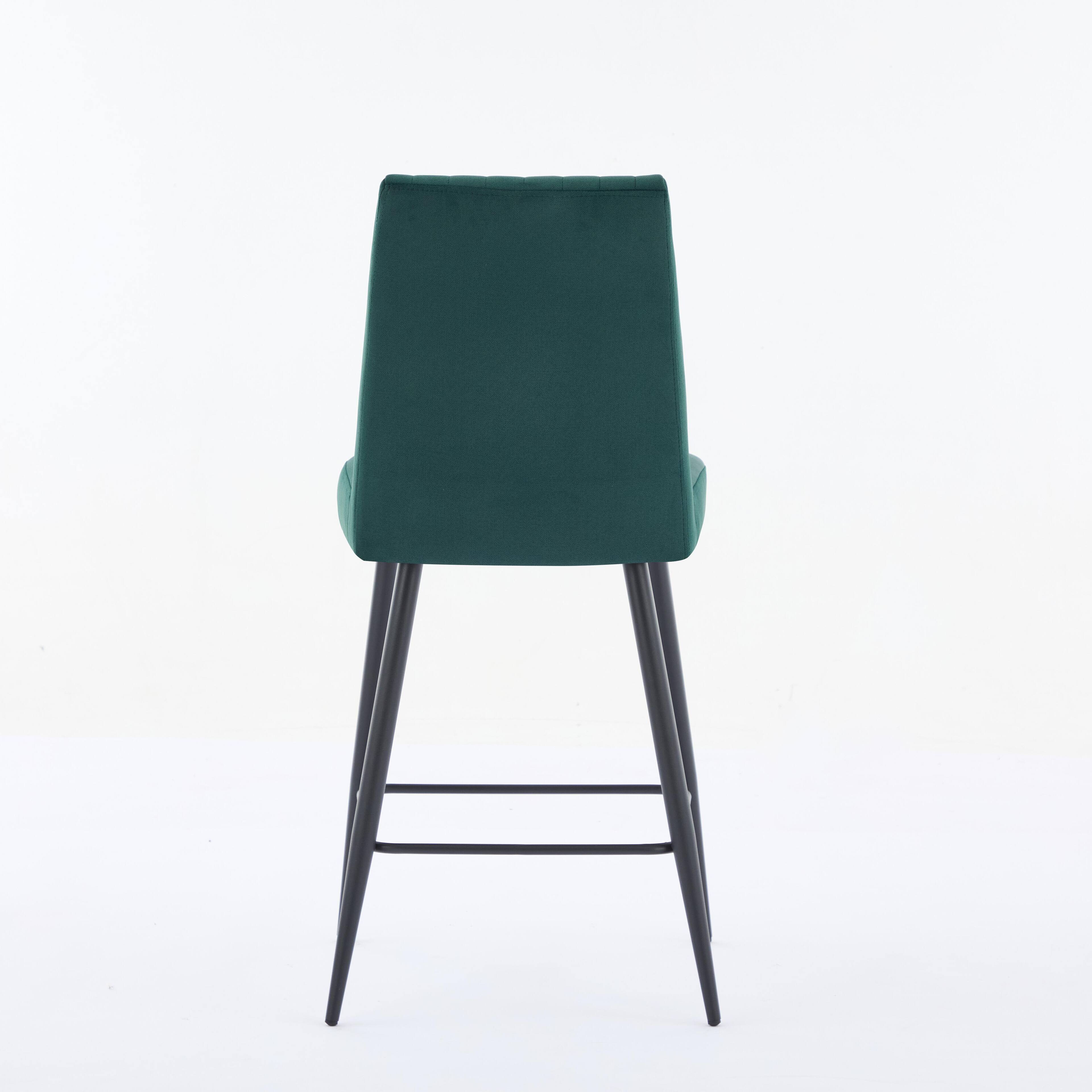 Alt View 6. APRILSOUL - Adjustable Iron Feet Bar Chairs Set of 2 Simple Velvet Green Bar Chair Bar Counter Kitchen - Green.