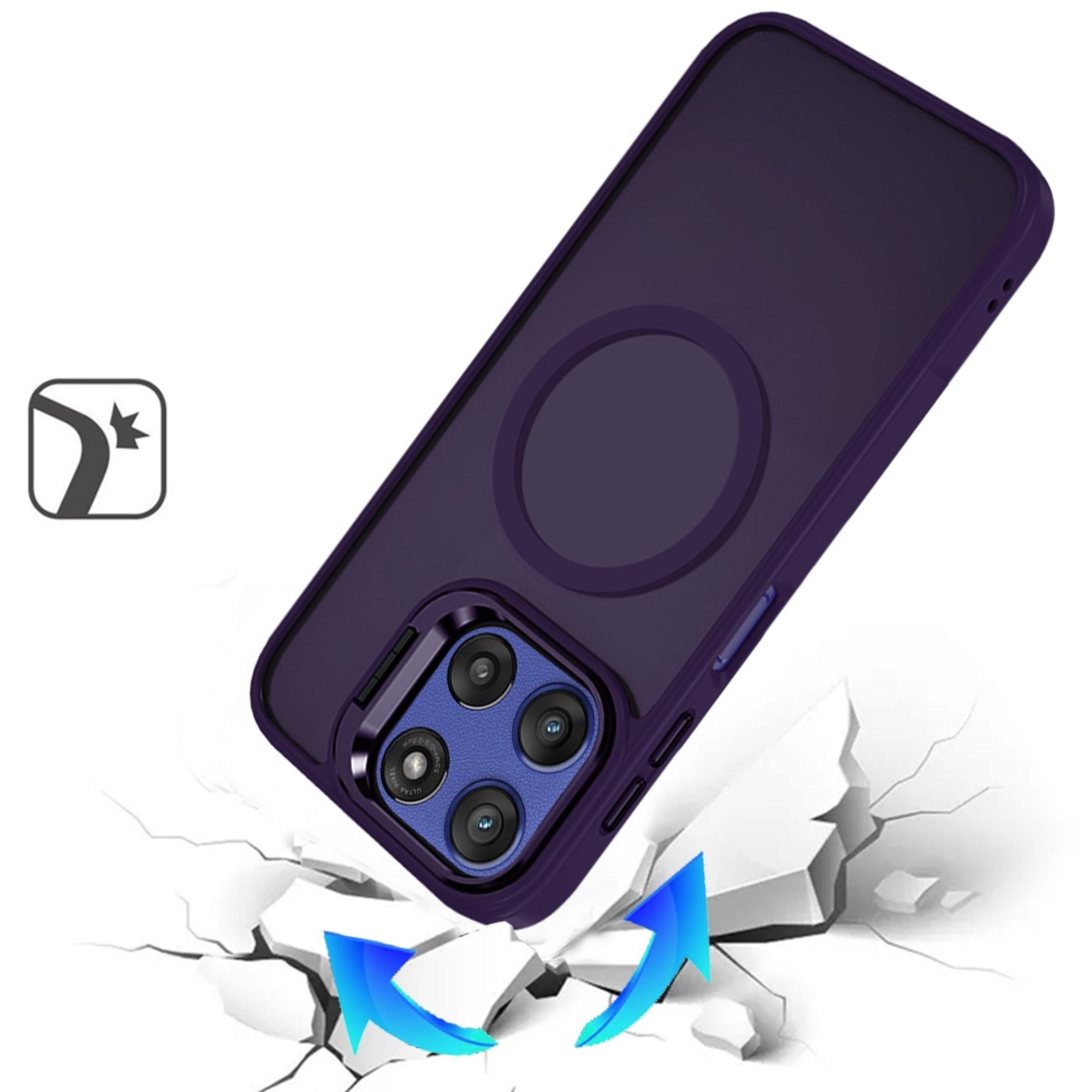Angle. Kitcheniva - Magnetic With Camera Lens Stand Case Tempered Glass For Moto G Stylus 2026/2025 Dark Purple - Dark Purple.