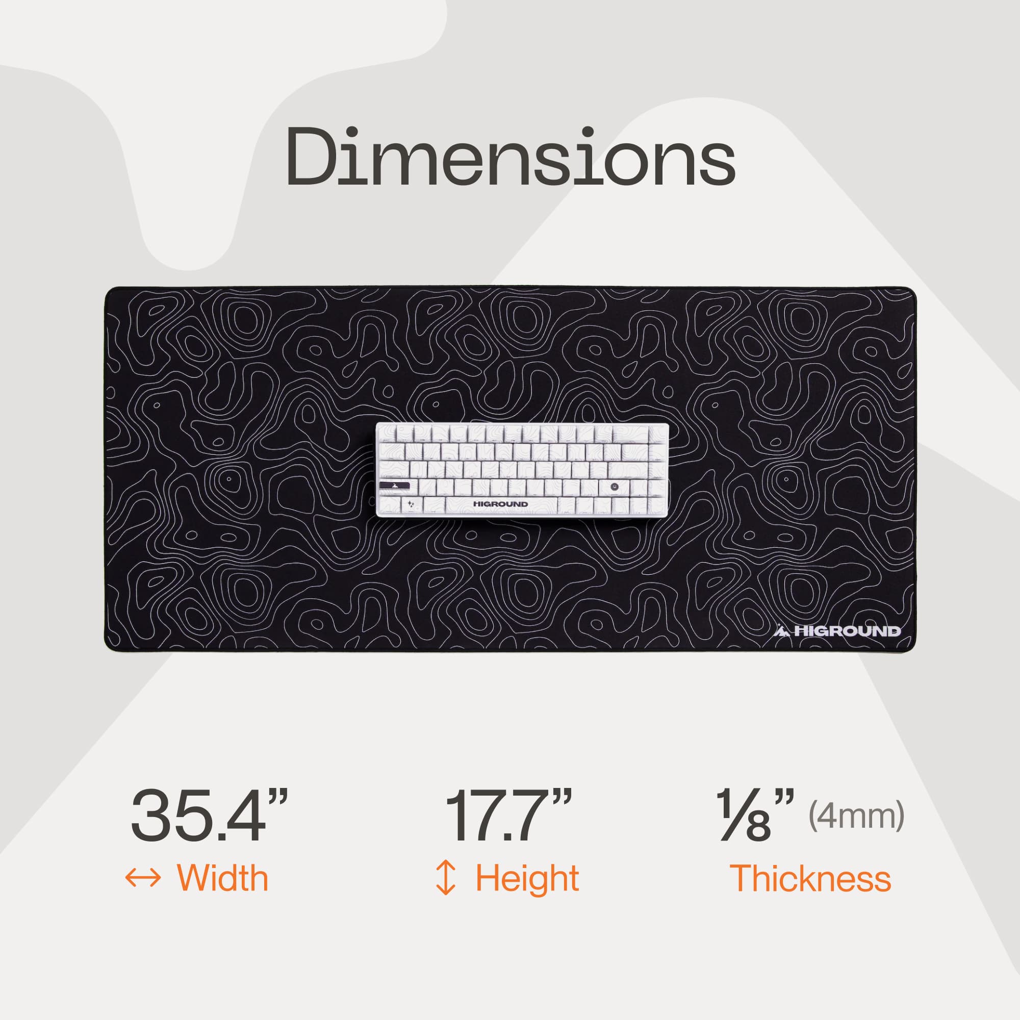 Dimensions: 35.4" width, 17.7" height, 1/8" (4mm) thickness.