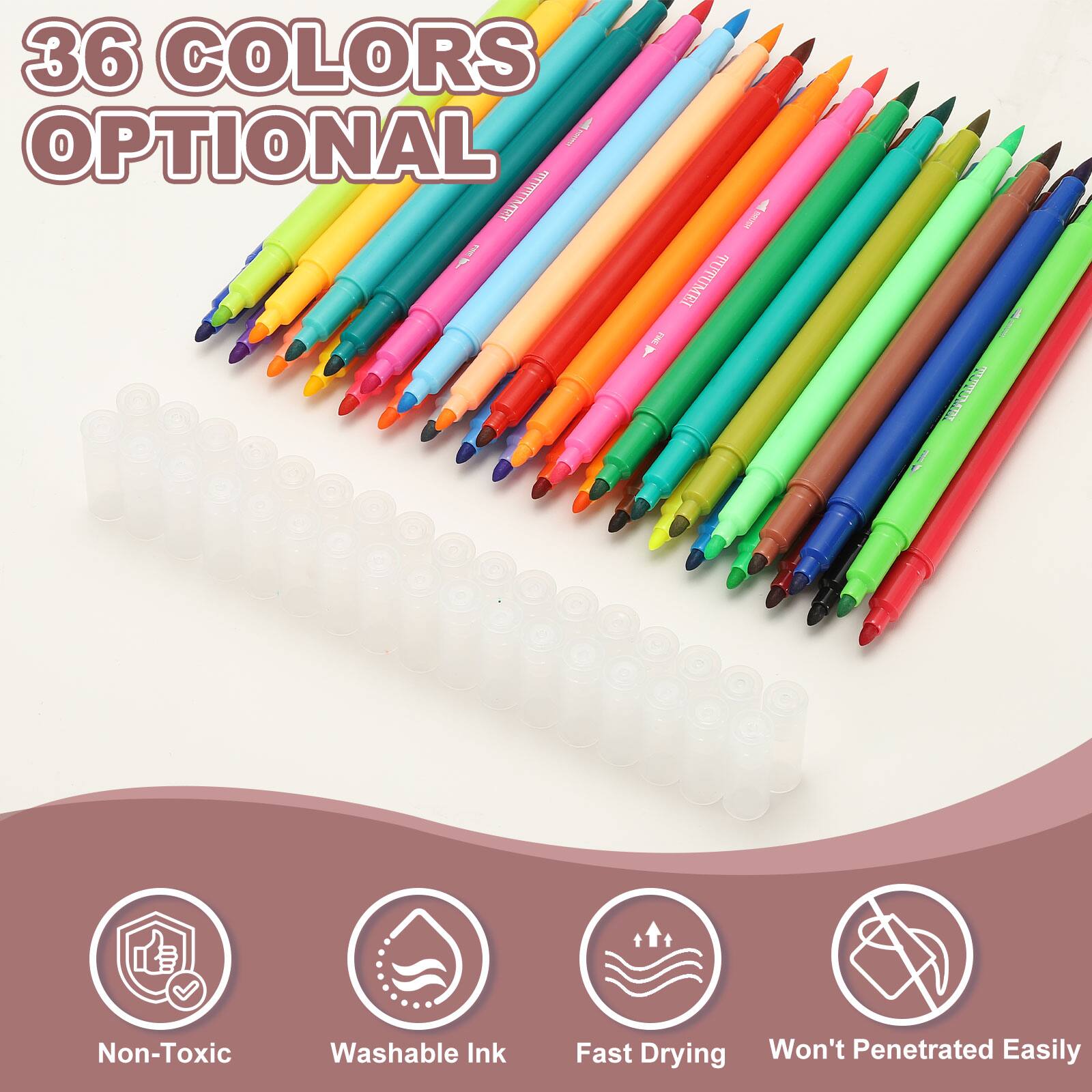 Unique Bargains Dual Brush Markers, Fine & Brush Tip Artist Colored ...