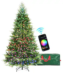 Skar Audio - Prelit Pencil Christmas Tree With 300 Led Lights App Control Aspen Artificial Multi - 7ft 6in Polyester