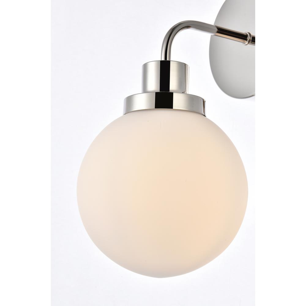 Alt View 1. Living District - Hanson 1 light bath sconce in polished nickel with frosted shade - Polished Nickel And Frosted Shade.