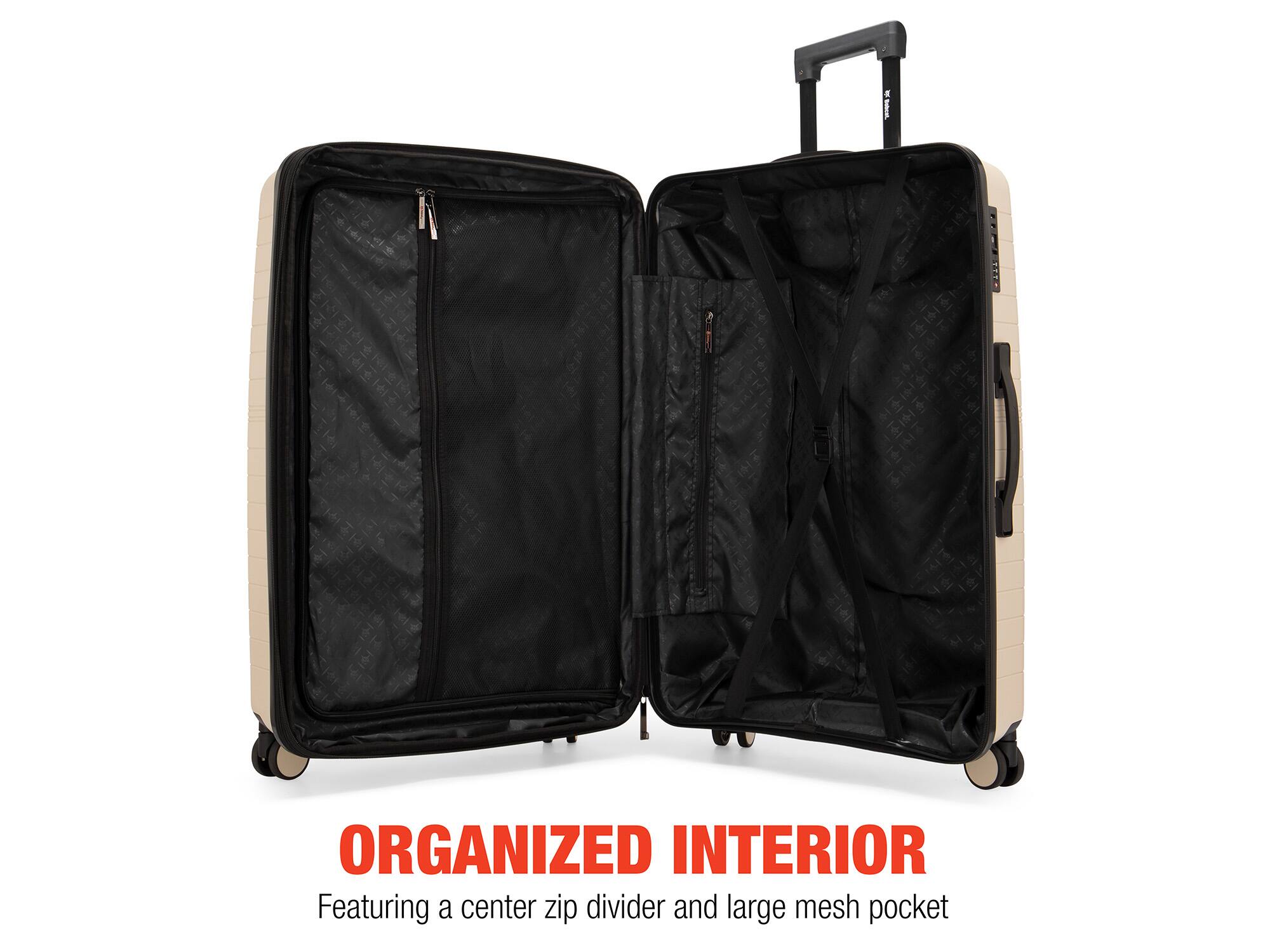 i : ORGANIZED INTERIOR
ii : Featuring a center zip divider and large mesh pocket