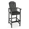 Costway - Outdoor HDPE Bar Height Stool Patio Tall Chair Armrest Footrest All Weather - Black