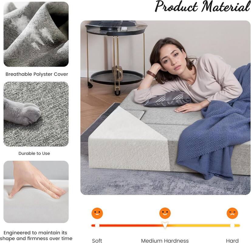 Product Material

- Breathable Polyester Cover
- Durable to Use
- Engineered to maintain its shape and firmness over time

Soft Medium Hardness Hard