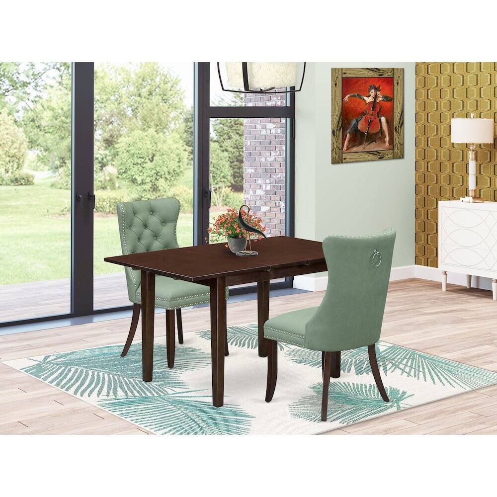 Alt View 9. East West Furniture - 3 Piece Dining Set Consists of a Rectangle Kitchen Table with Butterfly Leaf - Red.