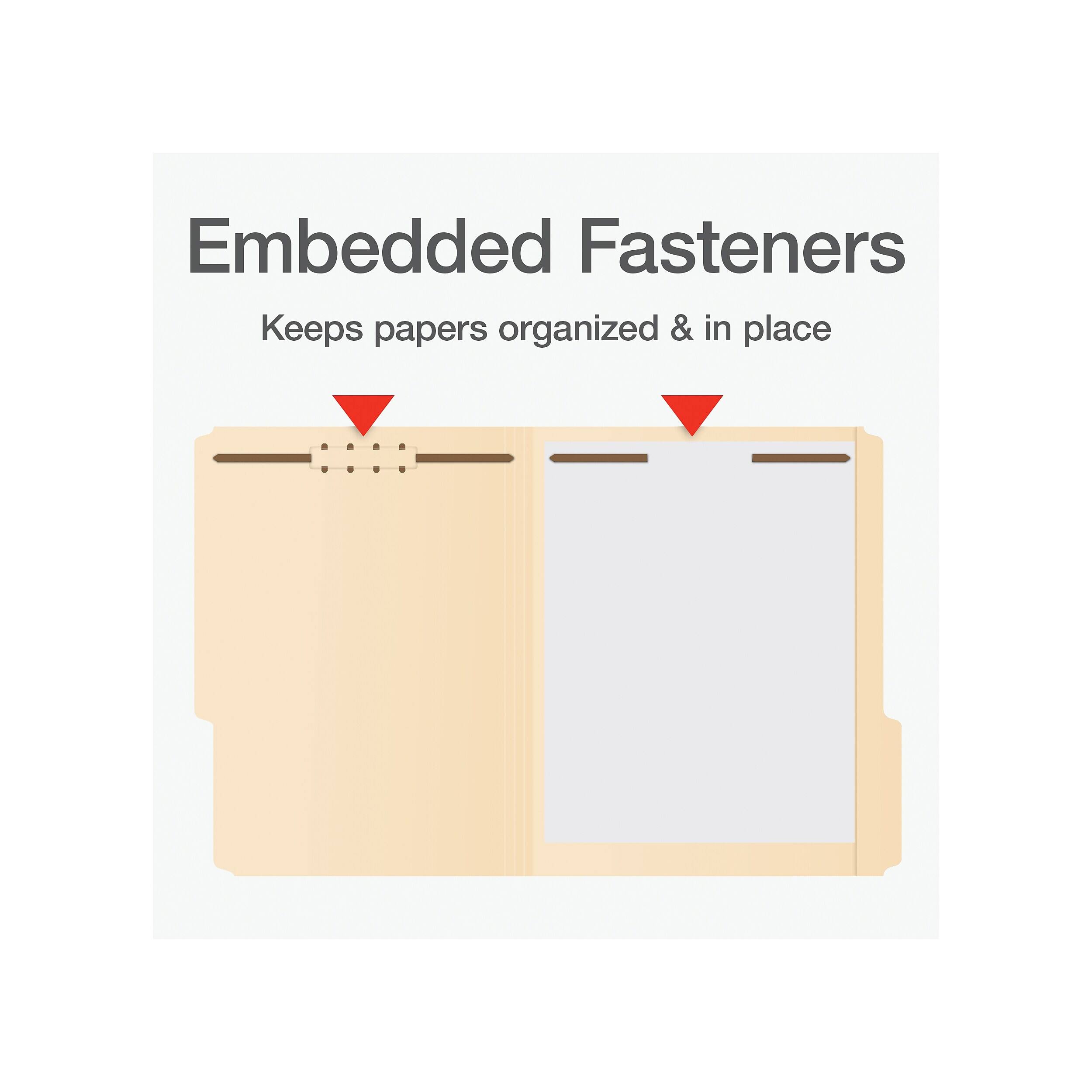Embedded Fasteners  
Keeps papers organized & in place